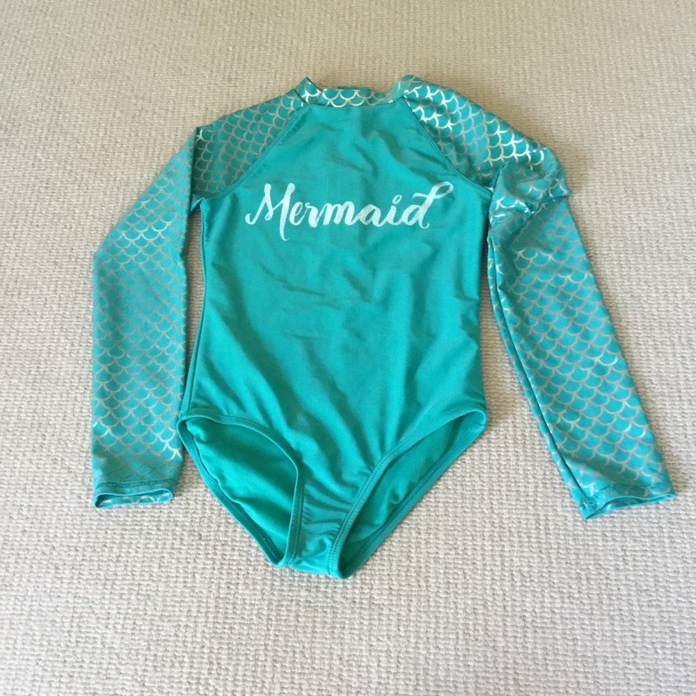 Cat & Jack Girls' Teal 'Mermaid' Long-Sleeve Swim Rashguard